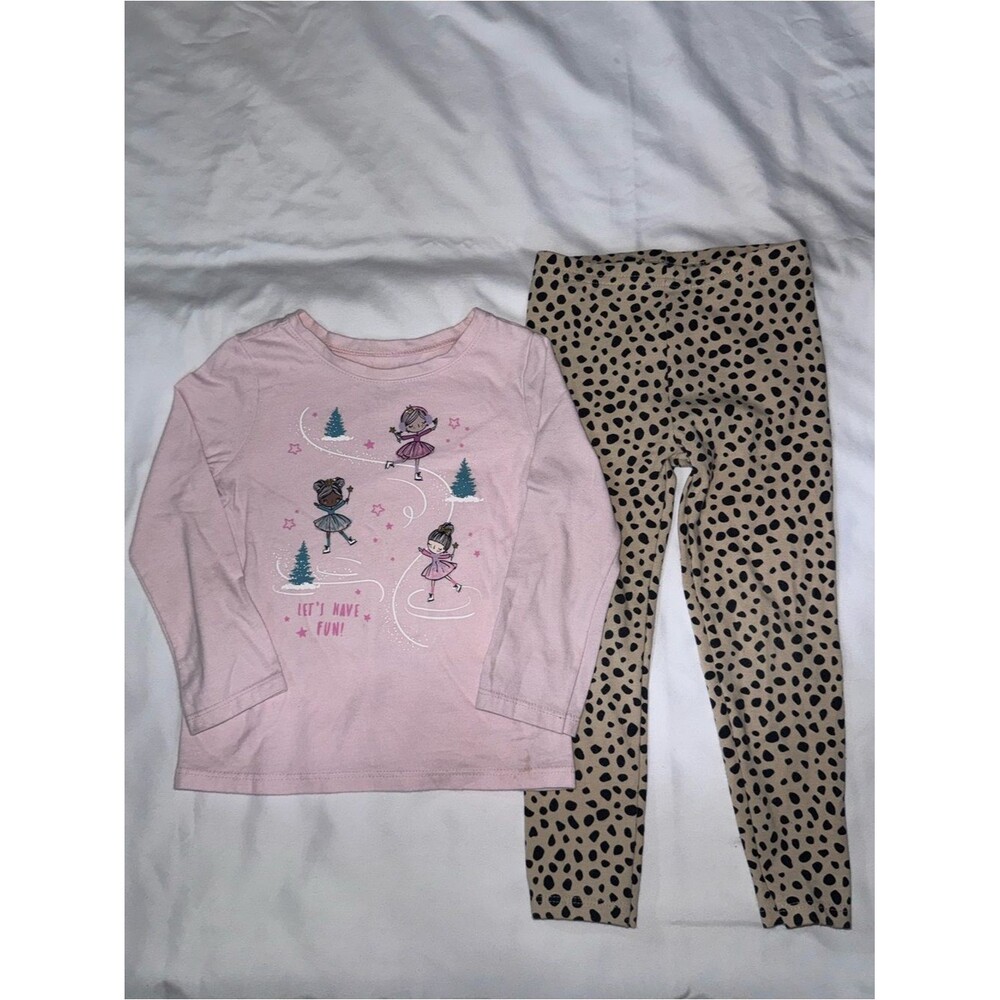 Garanimals size 2t Pink Tee with Tan Leopard Leggings outfit